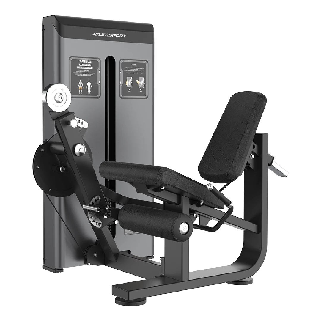 Leg Extension AXIS 014 Atletisport, machine à quadriceps guidée vue de trois quarts